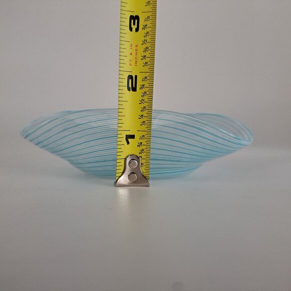 Murano Glass Spiral Design Pin Dish Blue Clear Glass Home Decor - Picture 2 of 14